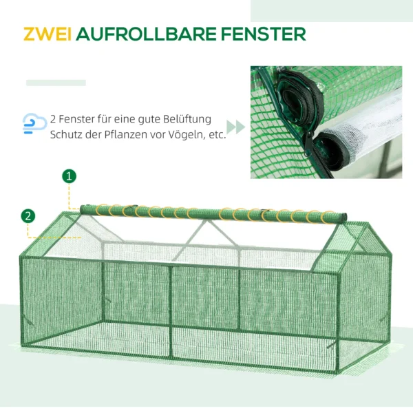 Foliekas met venster, kweekkas, tomatenkas, kweekbed 180 x 90 x 70 cm groen 6