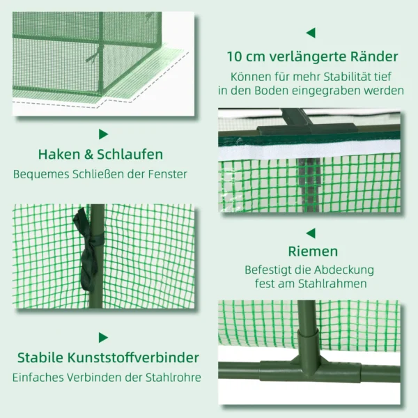 Foliekas met venster, kweekkas, tomatenkas, kweekbed 180 x 90 x 70 cm groen 7