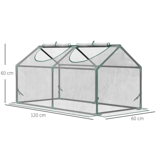 Foliekas met venster, pvc broeikas 120x60x60 cm, transparant tomatenhuis & kweekbed voor planten 4