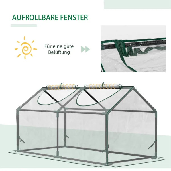 Foliekas met venster, pvc broeikas 120x60x60 cm, transparant tomatenhuis & kweekbed voor planten 6