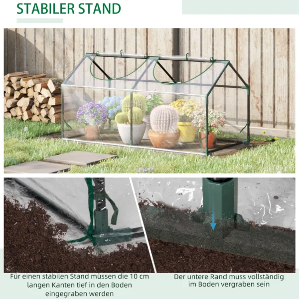 Foliekas met venster, pvc broeikas 120x60x60 cm, transparant tomatenhuis & kweekbed voor planten 7