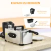 Friteuse 3l met verstelbare thermostaat, uitneembare oliecontainer, stofbeschermingsdeksel incl. kijkvenster, 60 minuten timer, oververhittingsbeveiliging, 2000w, roestvrij staal zilver 8