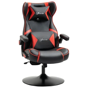 Gamingstoel in hoogte verstelbaar met kantelfunctie ergonomisch, luidspreker, lenden en neksteun van kunstleer 1