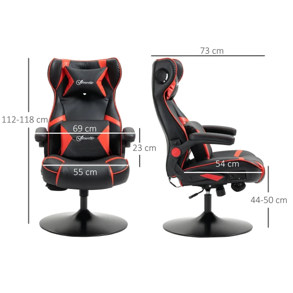 Gamingstoel in hoogte verstelbaar met kantelfunctie ergonomisch, luidspreker, lenden en neksteun van kunstleer 4