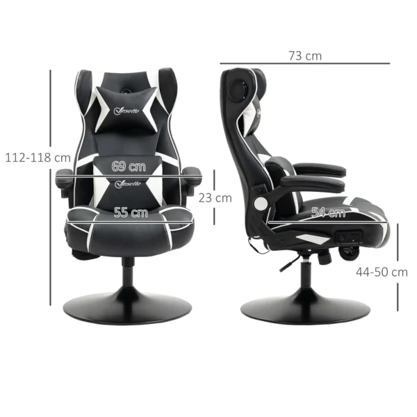 Gamingstoel met kantelfunctie, in hoogte verstelbare bureaustoel, ergonomische computerstoel met luidspreker, lenden en neksteun 4