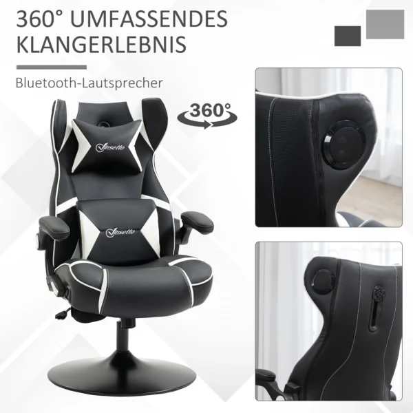 Gamingstoel met kantelfunctie, in hoogte verstelbare bureaustoel, ergonomische computerstoel met luidspreker, lenden en neksteun 5