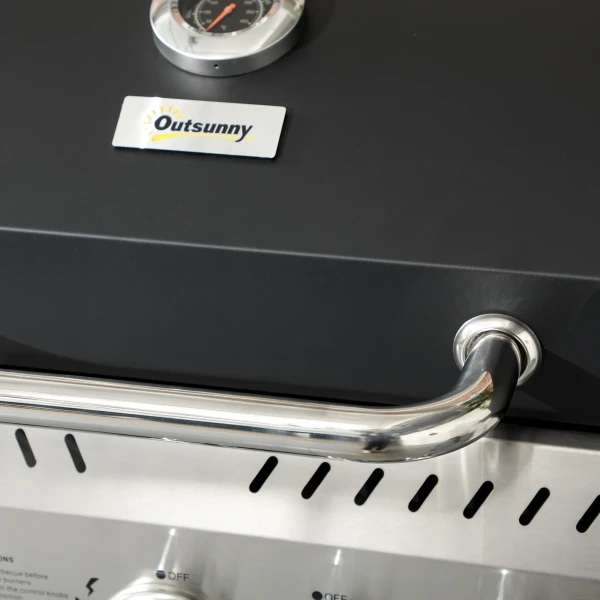 Gasgrill 3 kw 3+1 brander bbq grillwagen van roestvrij staal incl zijbrander thermometer grillrooster kookplaat flesopener zijplanken gas grill voor balkon camping 123 x 52 x 101cm 10