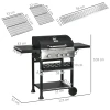 Gasgrill 3 kw 3+1 brander bbq grillwagen van roestvrij staal incl zijbrander thermometer grillrooster kookplaat flesopener zijplanken gas grill voor balkon camping 123 x 52 x 101cm 4