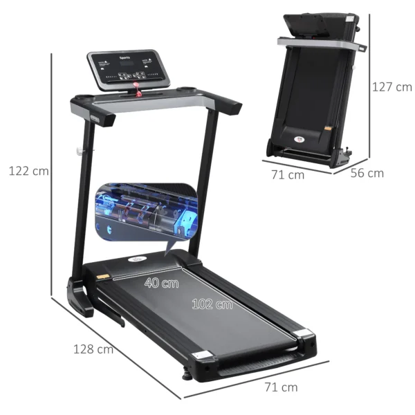 Gemotoriseerde opvouwbare loopband 12 programma's mobiele telefoonhouder 100kg draagvermogen 4