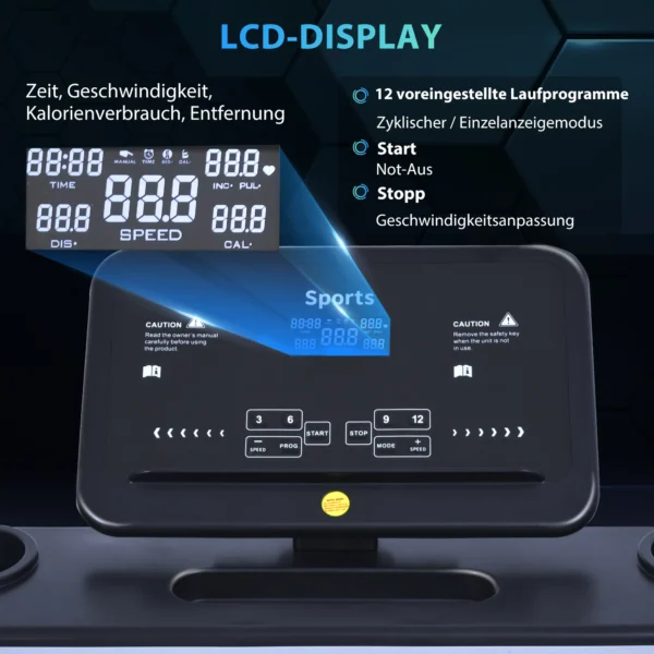 Gemotoriseerde opvouwbare loopband 12 programma's mobiele telefoonhouder 100kg draagvermogen 6