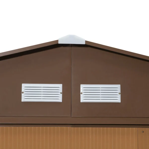 Gereedschapshuis kopen, 340 x 386 x 200 cm, met vloerplaat, gereedschapsschuur, tuinhuis, tuin schuur, metaal, bruin 10