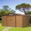 Gereedschapshuis kopen, 340 x 386 x 200 cm, met vloerplaat, gereedschapsschuur, tuinhuis, tuin schuur, metaal, bruin 2