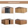 Gereedschapshuis kopen, 340 x 386 x 200 cm, met vloerplaat, gereedschapsschuur, tuinhuis, tuin schuur, metaal, bruin 8