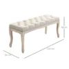 Gestoffeerde bank vintage bedbank voor slaapkamer & woonkamer, kistbank van rubberhout met linnen bekleding in beige, 110x40x48cm 4