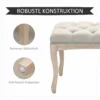 Gestoffeerde bank vintage bedbank voor slaapkamer & woonkamer, kistbank van rubberhout met linnen bekleding in beige, 110x40x48cm 6