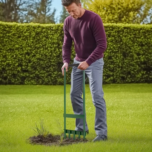 Grasbeluchter beluchter voor gras 30cm breedte handmatige grasbeluchter met antislip handvat, tuingereedschap bodemrail, verticuteermachine grasvogel, bodem ventilatie grasverzorging voor tuinen hofjes 2