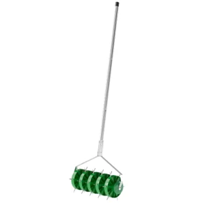 Grasbeluchter beluchter voor gras 45cm breedte handmatige grasbeluchter met 30 ijzeren spikes tuingereedschap bodemrail stopkern, verticuteermachine grasvogel, grasverzorging voor werven gras 1