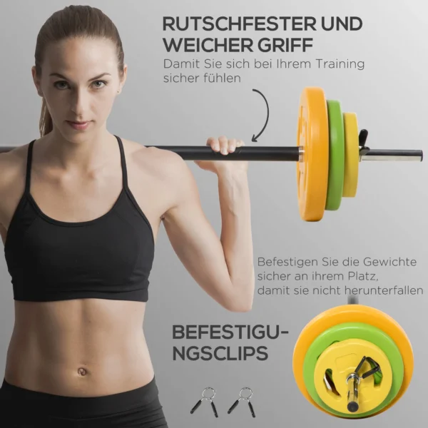 Halterset 20kg halterset van metaal korte halters met verbindingsbuis antislip handvat lange halters workout halter gewichten dumbbell set voor thuis 7