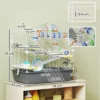 Hamsterkooi 4 verdiepingen knaagdierkooi kleindierkooi met loopwiel voerbak tunnel hut bovendeur, kleindierstal kooi voor hamsters syrische hamster 78 x 45 x 73 cm, grijs 4