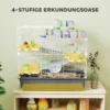 Hamsterkooi 4 verdiepingen knaagdierkooi kleindierkooi met loopwiel voerbak tunnel hut bovendeur, kleindierstal kooi voor hamsters syrische hamster 78 x 45 x 73 cm, grijs 5