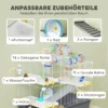 Hamsterkooi 4 verdiepingen knaagdierkooi kleindierkooi met loopwiel voerbak tunnel hut bovendeur, kleindierstal kooi voor hamsters syrische hamster 78 x 45 x 73 cm, grijs 7