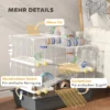 Hamsterkooi 4 verdiepingen knaagdierkooi kleindierkooi met loopwiel voerbak tunnel hut bovendeur, kleindierstal kooi voor hamsters syrische hamster 78 x 45 x 73 cm, grijs 9