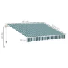 Handmatige knikarm zonnescherm 4m met handslinger, balkonzonwering, zonwering, wandmontage, balkon, aluminium, wit+groen, 395 x 245 cm 4