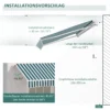 Handmatige knikarm zonnescherm 4m met handslinger, balkonzonwering, zonwering, wandmontage, balkon, aluminium, wit+groen, 395 x 245 cm 9