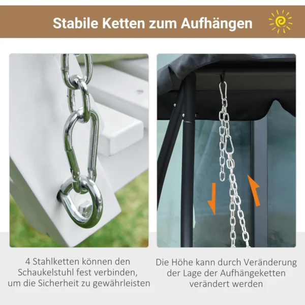 Hangbank tuinschommel schommelbank met opklapbare salontafel voor 2 3 personen sparrenhout patio comfortabele 150 x 75 x 53 cm wit 7