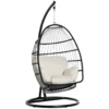 Hangstoel hangmand met frame hangschommel hangstoel met kussens mand opvouwbaar metaal zwart+cremewit 101 x 101 x 188 cm 1