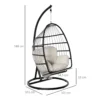 Hangstoel hangmand met frame hangschommel hangstoel met kussens mand opvouwbaar metaal zwart+cremewit 101 x 101 x 188 cm 4