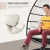 Hangstoel hangmand met frame hangschommel hangstoel met kussens mand opvouwbaar metaal zwart+cremewit 101 x 101 x 188 cm 5
