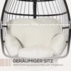 Hangstoel hangmand met frame hangschommel hangstoel met kussens mand opvouwbaar metaal zwart+cremewit 101 x 101 x 188 cm 6