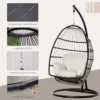 Hangstoel hangmand met frame hangschommel hangstoel met kussens mand opvouwbaar metaal zwart+cremewit 101 x 101 x 188 cm 8