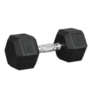 Hexagon gummihantels 17,5kg gietijzer krachttraining zwart 1