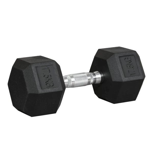 Hexagon gummihantels 17,5kg gietijzer krachttraining zwart 1