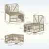Hoeklounge set van polyrattan tuinmeubelset met hoekbank stoel voetenbank kussens weerbestendige tuinlounge voor 5 personen balkonmeubilair outdoor zitgroep voor tuin balkon natuurhout+cremewit 4
