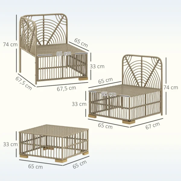 Hoeklounge set van polyrattan tuinmeubelset met hoekbank stoel voetenbank kussens weerbestendige tuinlounge voor 5 personen balkonmeubilair outdoor zitgroep voor tuin balkon natuurhout+cremewit 4