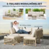 Hoeklounge set van polyrattan tuinmeubelset met hoekbank stoel voetenbank kussens weerbestendige tuinlounge voor 5 personen balkonmeubilair outdoor zitgroep voor tuin balkon natuurhout+cremewit 5