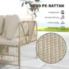 Hoeklounge set van polyrattan tuinmeubelset met hoekbank stoel voetenbank kussens weerbestendige tuinlounge voor 5 personen balkonmeubilair outdoor zitgroep voor tuin balkon natuurhout+cremewit 7