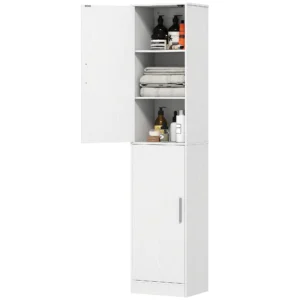 Hoge badkamerkast smalle hoge kast met 2 deuren, verstelbare planken voor badkamer, woonkamer 40 x 35 x 180 cm wit 1
