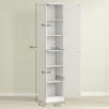 Hoge badkamerkast smalle hoge kast met 2 deuren, verstelbare planken voor badkamer, woonkamer 40 x 35 x 180 cm wit 4