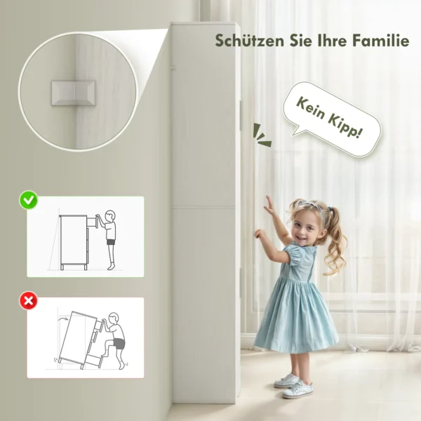 Hoge badkamerkast smalle hoge kast met 2 deuren, verstelbare planken voor badkamer, woonkamer 40 x 35 x 180 cm wit 6