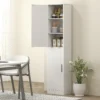 Hoge badkamerkast smalle hoge kast met 2 deuren, verstelbare planken voor badkamer, woonkamer 40 x 35 x 180 cm wit 9