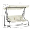 Hollywood schommelstoel 3 zits, 200 x 120 x 164 cm, met verstelbaar afneembaar waterdicht voordak, zit en rugleuningen, beige 4
