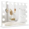 Hollywood spiegel met verlichting 58x48cm 15 led 3 lichtmodi 10x vergroting draagbaar touchschakelaar usb oplaadpoort wit 1