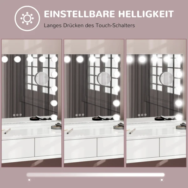 Hollywood spiegel met verlichting 58x48cm 15 led 3 lichtmodi 10x vergroting draagbaar touchschakelaar usb oplaadpoort wit 7