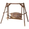 Hollywoodschaukel 2 zits tuinschommel massief hout natuur, schommelbank hangbank 187 x 137 x 170 cm voor tuin & terras 10