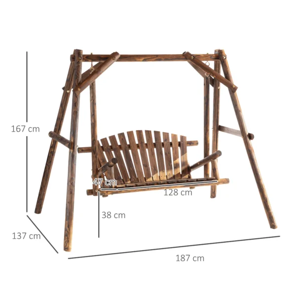 Hollywoodschaukel 2 zits tuinschommel massief hout natuur, schommelbank hangbank 187 x 137 x 170 cm voor tuin & terras 4