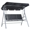 Hollywoodschaukel 3 zits elegante tuinschommel met dak metalen frame zwart zilver 171x108x154cm voor tuin terras 1